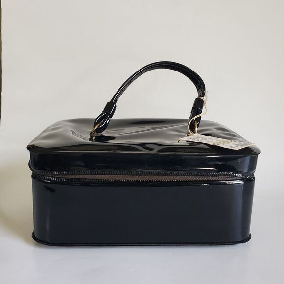 Retro Trina Going Places Vanity/Toiletry Patent Leather Zip Travel Case Mirror - Picture 8 of 16